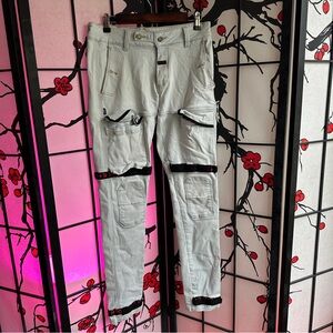 8&9 MFG Co. Tactical Strap Cargo Jeans – White (32)